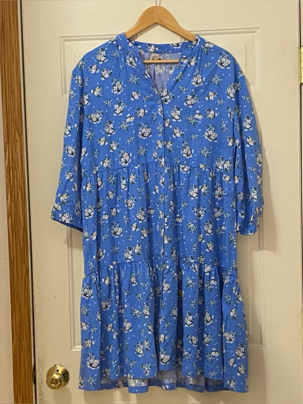Badgley Mischka Floral Tiered Prairie Dress Cottage  Boho Hippie Peasant XL